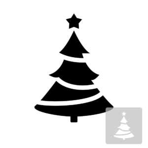 Choinka - świąteczny szablon malarskie wielokrotnego użytku, wizualizacja czarno-biała