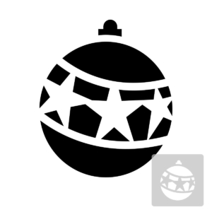 Bombka - świąteczny szablon malarskie wielokrotnego użytku, wizualizacja czarno-biała