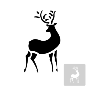 Renifer - świąteczny szablon malarskie wielokrotnego użytku, wizualizacja czarno-biała
