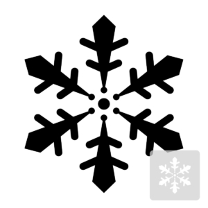Płatek śniegu - świąteczny szablon malarskie wielokrotnego użytku, wizualizacja czarno-biała