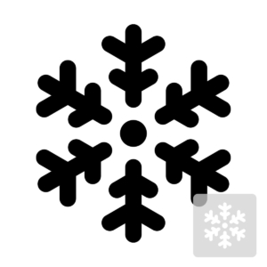 Płatek śniegu, śnieżynka - świąteczny szablon malarskie wielokrotnego użytku, wizualizacja czarno-biała