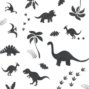 Dinozaury zestaw szablonów 17 malarskich czarno-białe